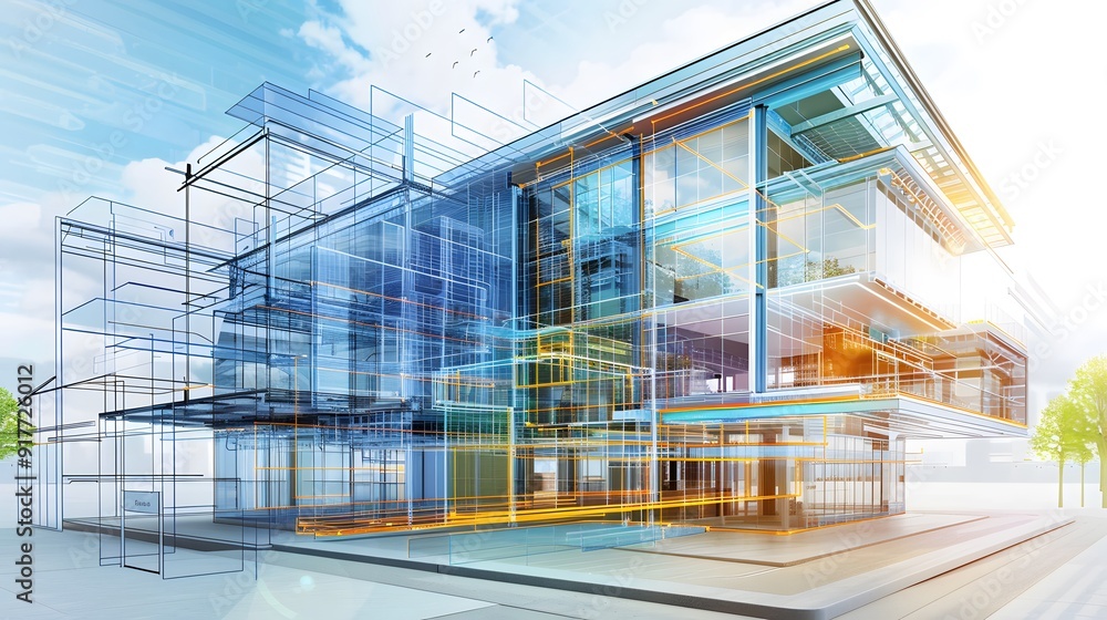 Poster a smart building with automated energy management systems optimizing usage and reducing peak loads, 