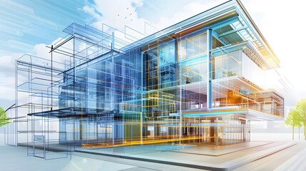 Fototapeta premium a smart building with automated energy management systems optimizing usage and reducing peak loads, including control interfaces and energy dashboards