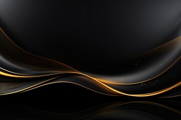 Abstract black and gold wavy background with copy space.