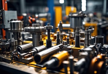 Fototapeta premium dynamic showcase industrial tools machinery innovative design functional display elements engaging presentation, accessories, aesthetics, branding