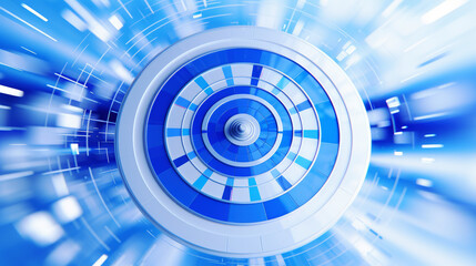 generated Illustration blue arrow aim to hitting a target in the center