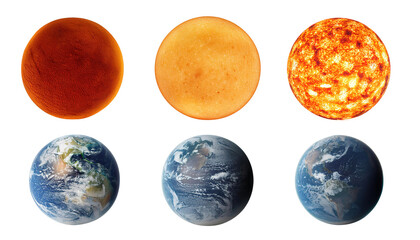 Sun, Earth Collection, Isolated on Transparent and White Background