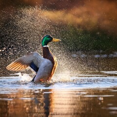 mallard wild duck scient. name Anas platyrhynchos bird animal, A