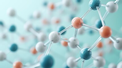 Intricate network of amino acid molecules in soft focus, representing chemical bonds and molecular structure, AI-generated