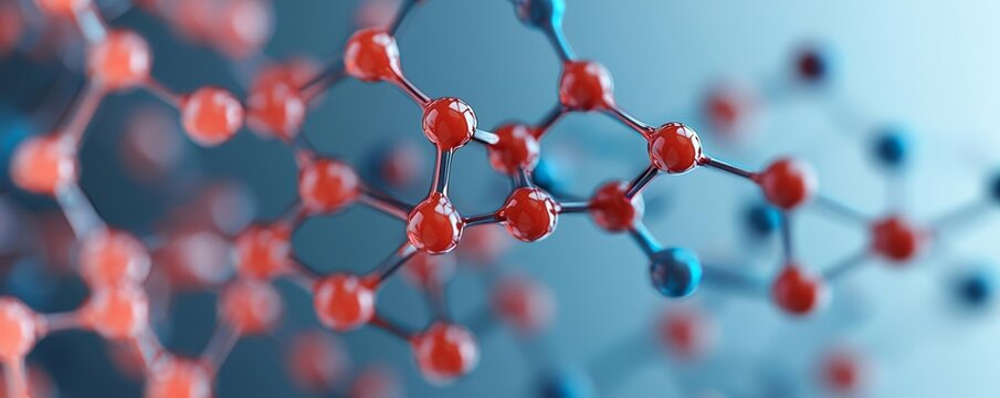 Dynamic structure of an amino acid molecule in 3D, showcasing the complexity of molecular biology, AI generative art