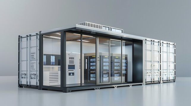 Modular Data Center Design, modular data center design with an image displaying prefabricated modular units, containerized data centers, design