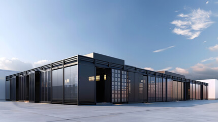Fototapeta premium Modular Data Center Design, modular data center design with an image displaying prefabricated modular units, containerized data centers, design