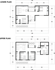 Architecture plan with furniture. home floor plan, isolated on white background, stock illustration.
