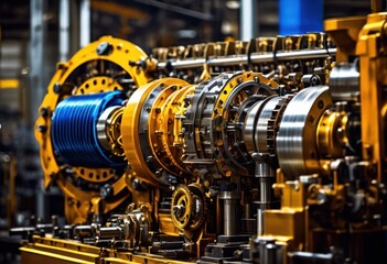vibrant dynamic machinery action showcasing bright colors intricate design elements, operation, engineering, technology, industrial, mechanical
