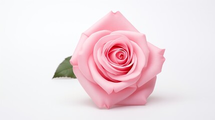 Beautiful Pink Rose on White Background, Perfect for Valentine's Day and Romantic Occasions