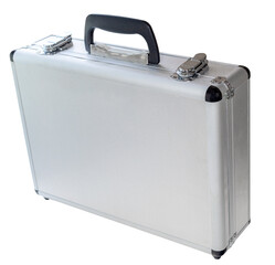 Aluminum suitcase isolated on a white
