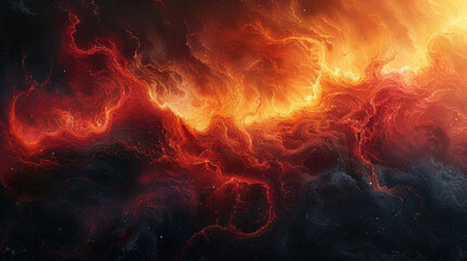 Fototapeta premium an abstract representation where shadows and flames intertwine in a chaotic dance