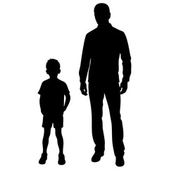 Father and son silhouette vector