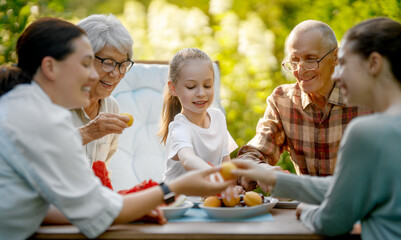 family spending time together in summer morning