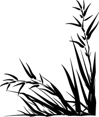 Grass silhouette corner border