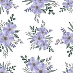 cute purple flower seamless pattern