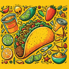 Cartoon groovy fast food tacos cheerful character. Mexican cuisine street cafe snack cartoon funny mascot, cheerful groovy isolated vector personage. Fast food meal or takeaway tacos happy character