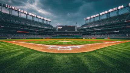 Wide shot of the baseball field 