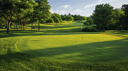 A golf course tee area showing grass and specifics about the tee marking