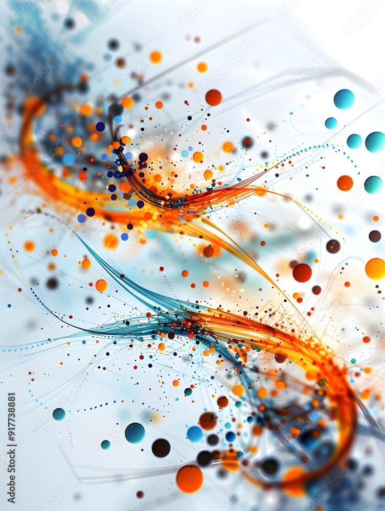 Poster abstract background with colorful circles and lines.