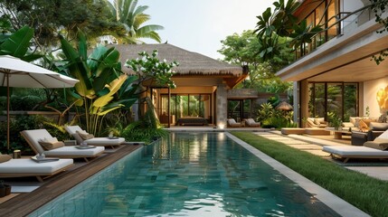 house building Exterior and interior design featuring a tropical