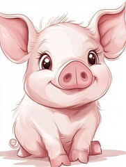 Fototapeta premium Adorable Cartoon Piglet Illustration