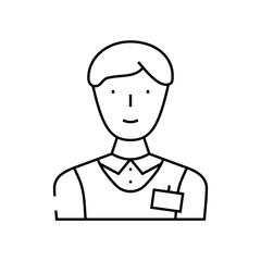 salesman store line icon vector. salesman store sign. isolated contour symbol black illustration