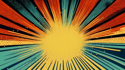 Dynamic Explosion. Comic style halftone radial pattern background concept