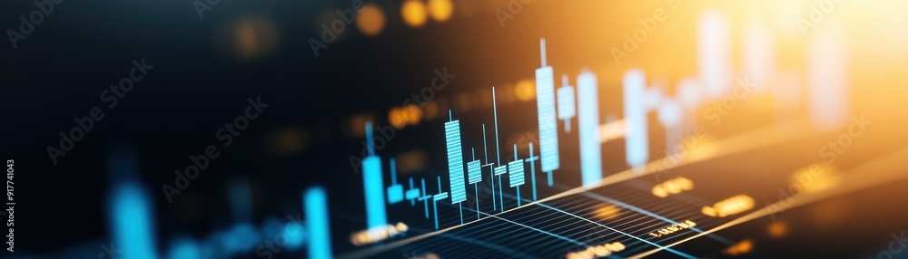 Poster dynamic financial graph showcasing colorful bars and trends, representing data analysis and market m