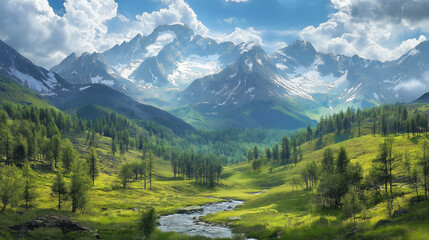 A realistic landscape photo with detailed digital