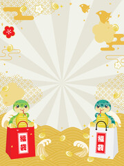 巳年の福袋セールの背景イラスト