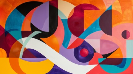 Obraz premium Vibrant Abstract Geometric Shapes and Colorful Design