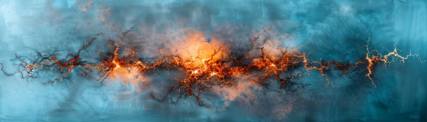 Abstract Digital Artwork with Fiery Energy Lines