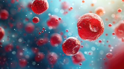 A 3D illustration of flowing red circular molecular structures, representing medical education and health science with a focus on molecular biology and dynamic learning