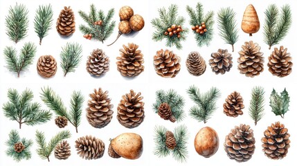 Fototapeta premium Set of Christmas Design Elements in Tile Format