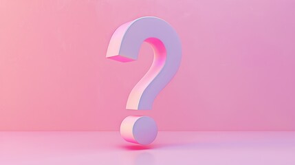 A sleek question mark icon stands out against a soft pink background, representing inquiry and curiosity in a modern and minimalist design