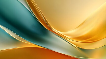 Fototapeta premium Golden-Teal Abstract Background with Soft Edges and Blurred Details, Elegantly Flowing Curves and Harmonious Color Gradient, Capturing a Modern, Minimalist Aesthetic