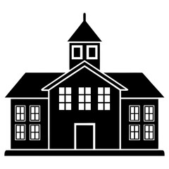 School Building Silhouette Vector Art Illustration