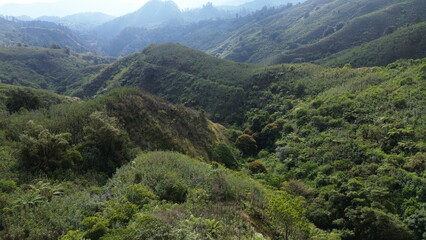 Aerial view of countryside with residents' houses