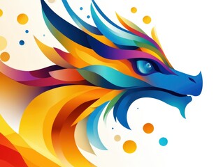 Obraz premium Colorful dragon illustration with vibrant hues and flowing patterns