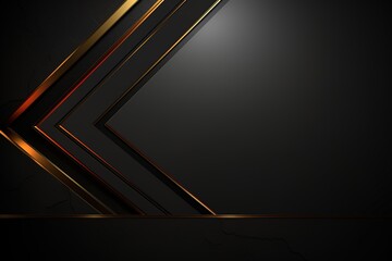 Abstract black and gold geometric background with copy space.