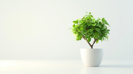 Fototapeta premium Potted indoor tree with lush green leaves