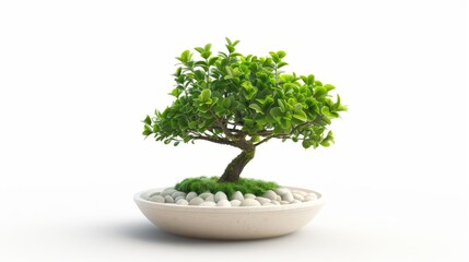 Fototapeta premium Elegant bonsai tree in shallow ceramic bowl