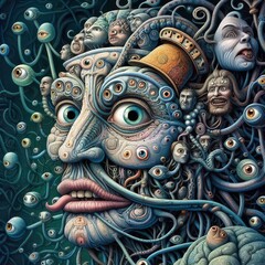 Fototapeta premium very strange photorealistic detailed illustration with deep meaning 