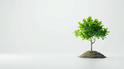 Fototapeta premium Small Green Tree Growing on a Soil Mound