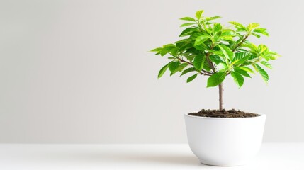 Small potted plant in white ceramic pot