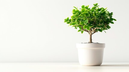 Small Potted Green Plant on White Background