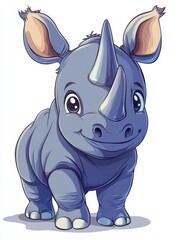 Fototapeta premium Adorable Cartoon Rhino Illustration