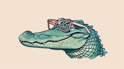 Cool Cartoon Alligator Wearing Glasses Illustration