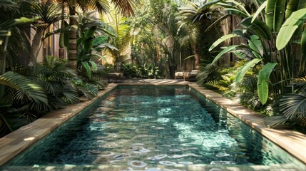 Obraz premium tropical pool surrounded by plants